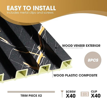 OUZUGIE WPC Acoustic Slat Wall Paneling, Living Room, TV Background, Study Room - Image 4