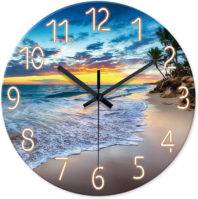 Glass Beach Wall Clocks Battery Operated 16 Inches or Larger Analog Wall Clock by Constantplanet%E6%97%97%E8%88%B0%E5%BA%97