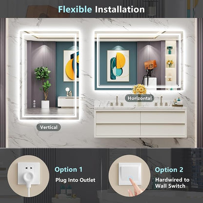 48x36 LED Bathroom Mirror with Lights, Backlit and Front Lit Anti-Fog Lighted - Image 6