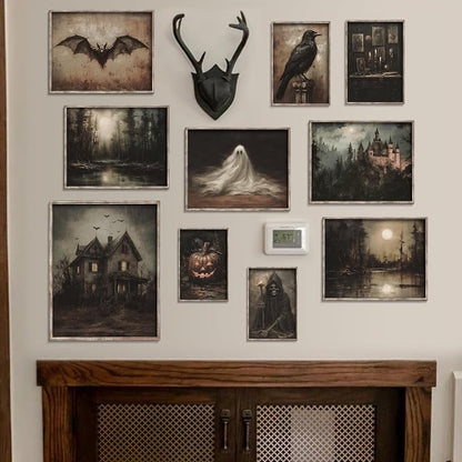 Vodefoad 10Pcs Halloween Wall Art Prints Dark and Moody Halloween Print Set - Image 5