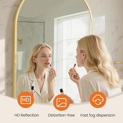 Sweetcrispy 26.5"x38" Arched Gold Bathroom Vanity Mirror - Image 2