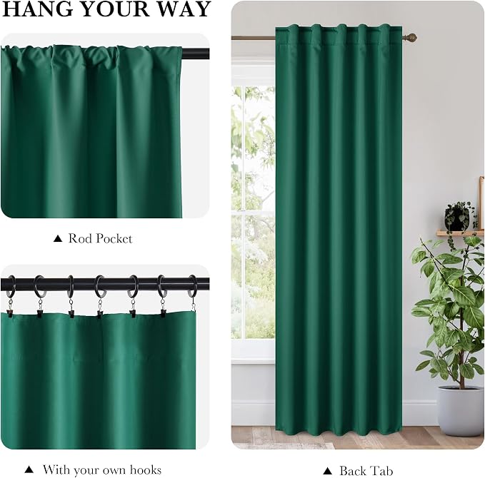 RYB HOME Bedroom Blackout Curtains 63 inches Long, 100% Blackout Thermal - Image 2