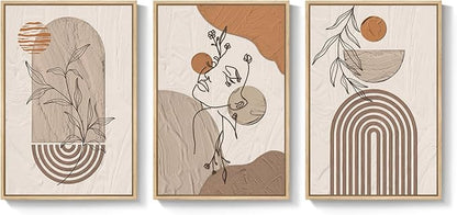 Large Framed Earth Tone Boho Abstract Wall Art - Image 9