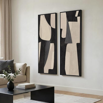 Long Narrow Framed Neutral Abstract Vertical Wall Art - Image 3