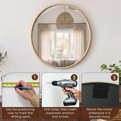 NEWBULIG 24 Inch Round Wall Mirror, Bathroom Mirror - Image 7