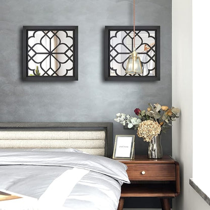 Wocred 2 PCS Square Wall Mirror, Gorgeous Rustic Farmhouse Accent Mirror - Image 3