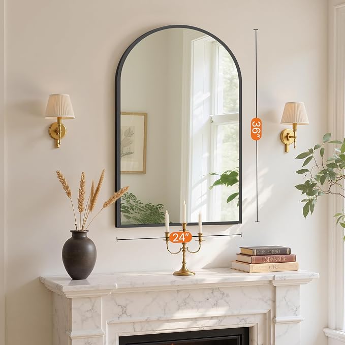 Sweetcrispy 24"x36.5" Arched Black Bathroom Mirrors - Image 2