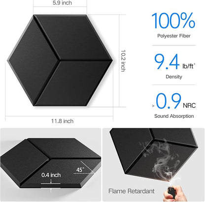 18 Pack Self-Adhesive Acoustic Panels 12" X 10" X 0.4" - Image 3