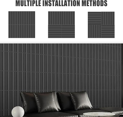 20 Pack 3D PVC Fluted Slat Wall Panels 12x12 Inch Covers 20 Sq.Ft Black - Image 3