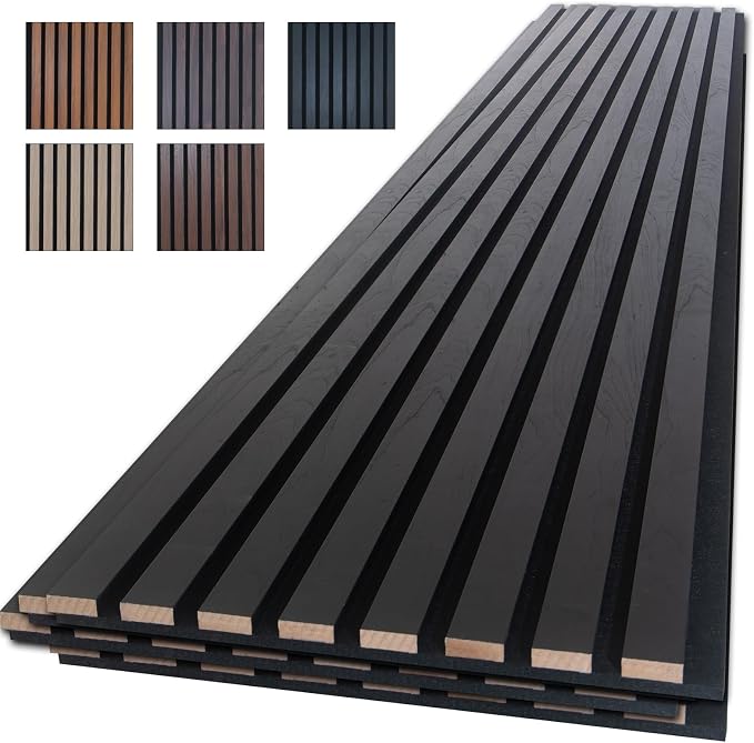NeatiEase Wood Panels for Wall, 4-Piece 94.5" x 11" Soundproof Wood Slat Wall by NeatiEase