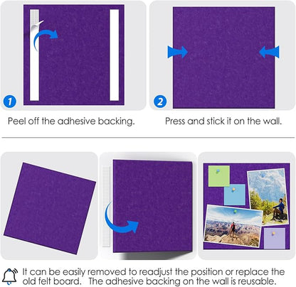 MaxGear Large Cork Board for Wall 36" x 24", Violet Bulletin Board, 6 Pack Felt - Image 4
