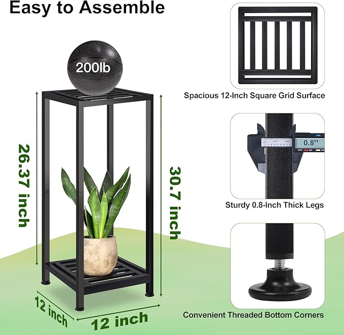 Plant Stand Indoor Outdoor Heavy Duty Wrought Iron Pedestal Stands Metal Plant Stand Decorative Flower Stand for Patio Garden Deck Living Room