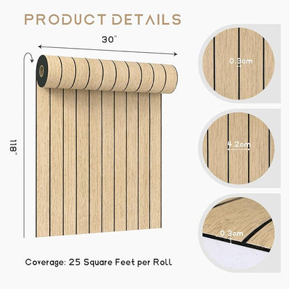 VEELIKE 30''x118'' Large Roll Wood Slat Wall Panel Peel and Stick Light Oak - Image 8