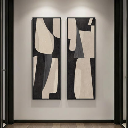 Long Narrow Framed Neutral Abstract Vertical Wall Art - Image 5