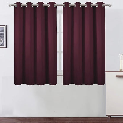LEMOMO Blackout Curtains 52 x 45 inch/Burgundy Red Curtains Set of 2 by Lemomo