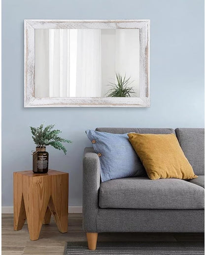AAZZKANG Mirrors for Wall Rustic Wood Framed Hanging Mirror 28"x20" Decorative - Image 7