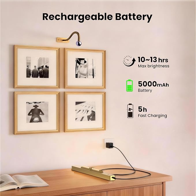 Picture Light Battery Rechargeable, 3 Color Modes and Dimmable Classic Art - Image 4