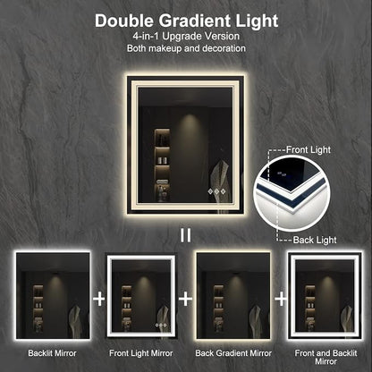 Lighted Mirror, 30x36 Inch Gradient Front and Backlit LED Mirror, 3 Colors - Image 4