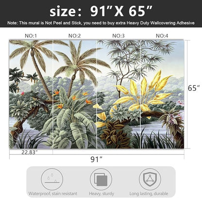 -Tropical Botanical Palm Leaf Fabric Wallpaper Living Room Bedroom Bathroom - Image 4