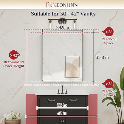 Keonjinn 30 x 36 Brushed Nickel Bathroom Mirrors - Image 6