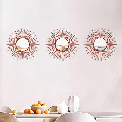 3 Pack Metal Mirrors for Wall Sunburst Wall Mirrors Home Décor Decorative - Image 5