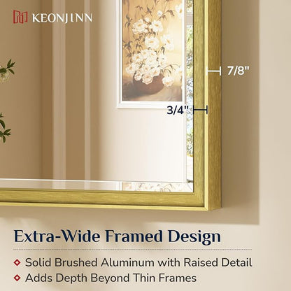 Keonjinn Gold Bathroom Mirror 40" x 30", Tempered Glass - Image 2