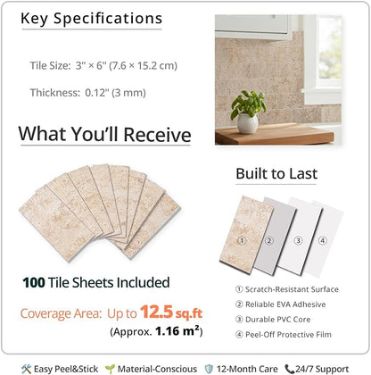 StyloVue 100 Pieces Peel and Stick Backsplash - Image 4