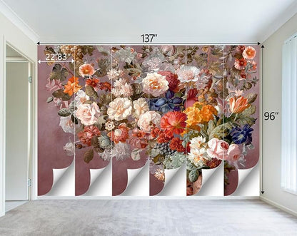 Colorful Floral Leaf Bathroom wallpeper Living Room Bedroom Pink Flower wall - Image 4