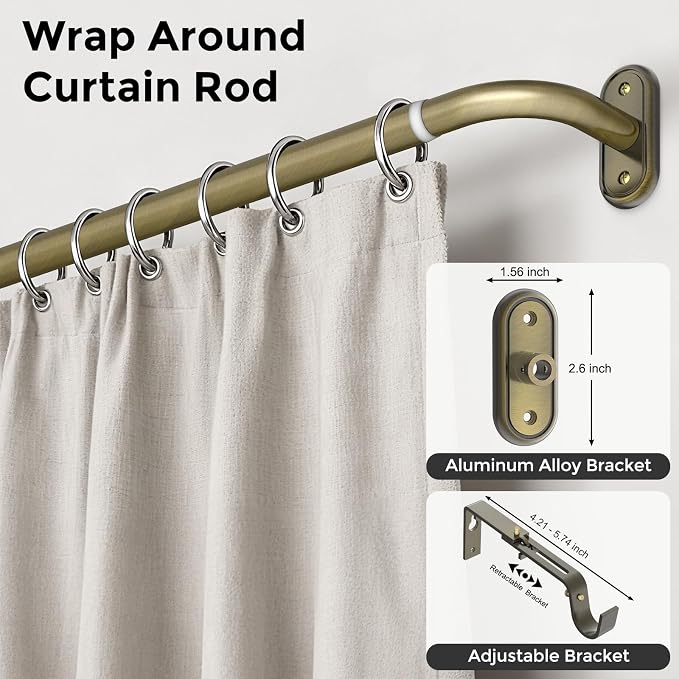 2 Pack Curtain Rods 36-88 Inch, Antique Bronze Wrap Around Blackout Curtain Rods - Image 2