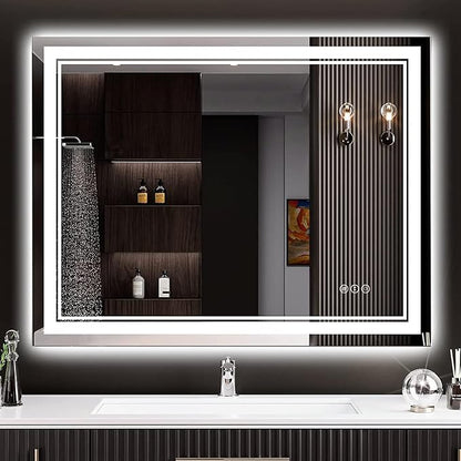30x36 LED Bathroom Mirror with Lights, Backlit and Front Lit Anti-Fog Lighted by Awandee