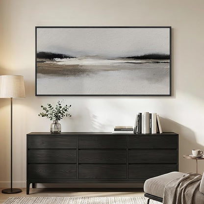 Large Framed Abstract Wall Art for Living Room, Horizontal Black and White - Image 3