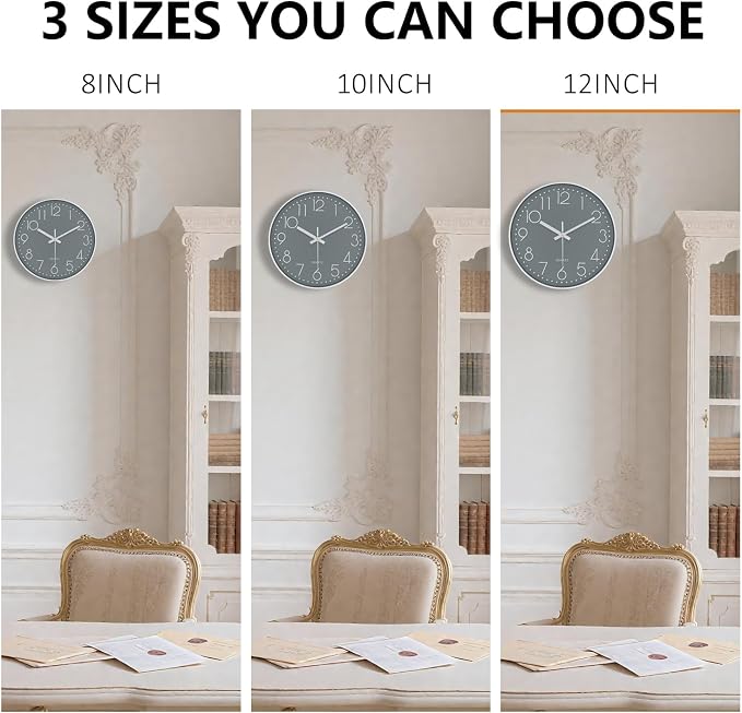 Wall Clock, Silent Wall Clocks Battery Operated 10 Inch Modern Non Ticking - Image 8