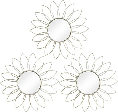3 Pack Metal Mirrors for Wall Sunburst Wall Mirrors Home Décor Decorative by Uaussi