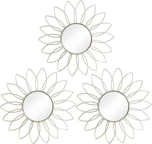 3 Pack Metal Mirrors for Wall Sunburst Wall Mirrors Home Décor Decorative by Uaussi