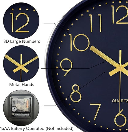Modern Silent Wall Clock, 12 Inch Wall Clocks Battery Operated Large Number - Image 6