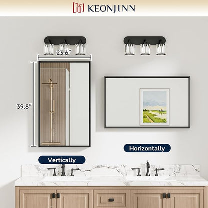 Keonjinn 40 x 24 Inch Black Bathroom Mirrors - Image 5