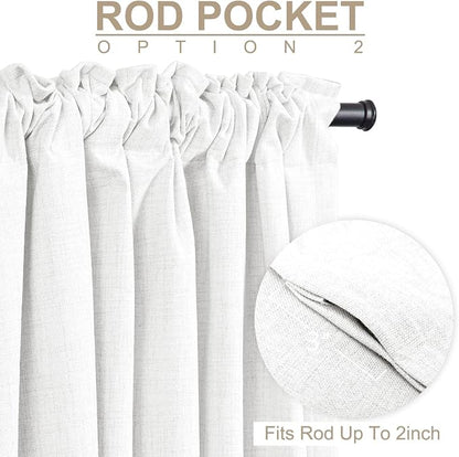 100% Blackout Shield White Linen Blackout Curtains - Image 4