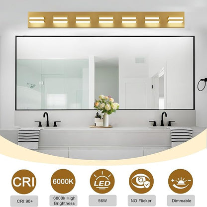 IZORRO LED Modern Bathroom Lights Fixtures, Brushed Glod Acrylic Wall Lighting - Image 4