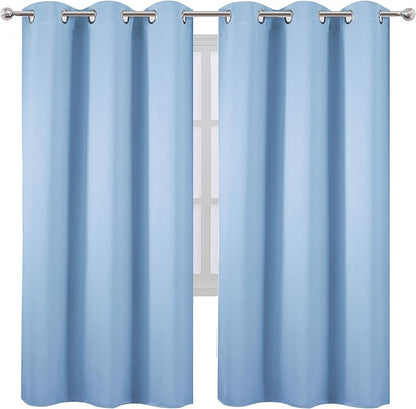 LEMOMO Sky Blue Thermal Blackout Curtains/42 x 72 Inch/Set of 2 Panels Room - Image 2