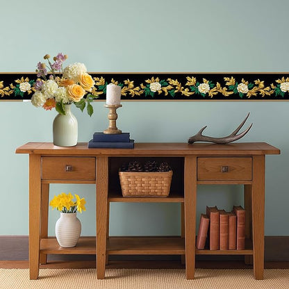 Baroque Floral Wallpaper Border 196x4 Inch Removable Wall Border Peel and Stick - Image 6