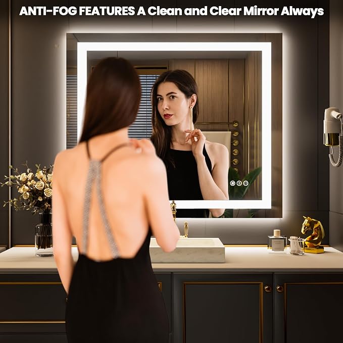 LOAAO 42"x36" LED Bathroom Mirror - Image 2