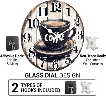 Large Kitchen Clock Decor, Decorative Coffee Wall Clocks Battery Operated - Image 5