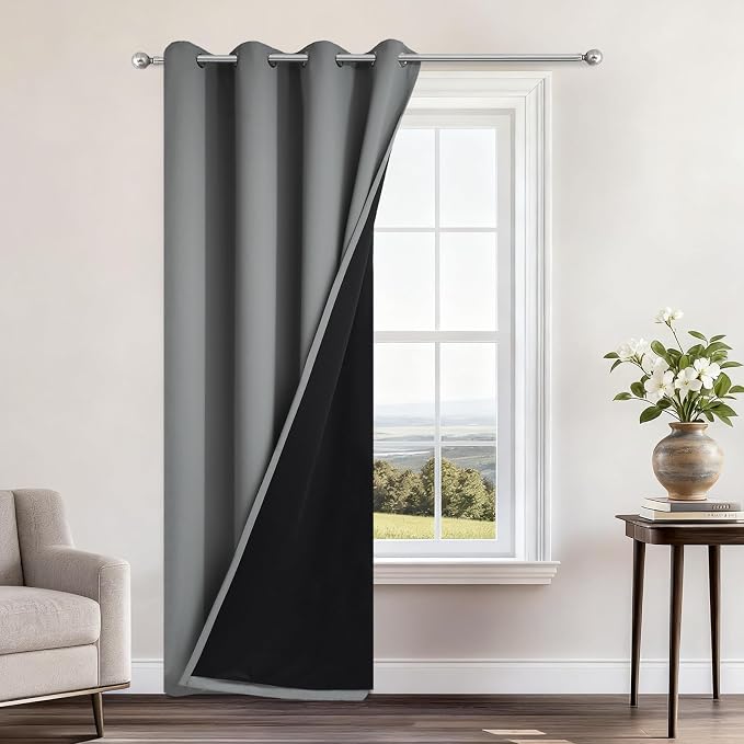 Yakamok 100% Blackout Curtains 84 Inches Long, 2 Thick Layers Heat and Full by Yakamok