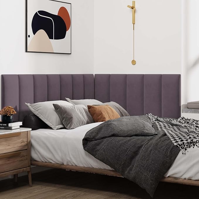 IFNOW Wall Mounted Upholstered Headboard Queen, 3D Peel and Stick Soundproof - Image 4
