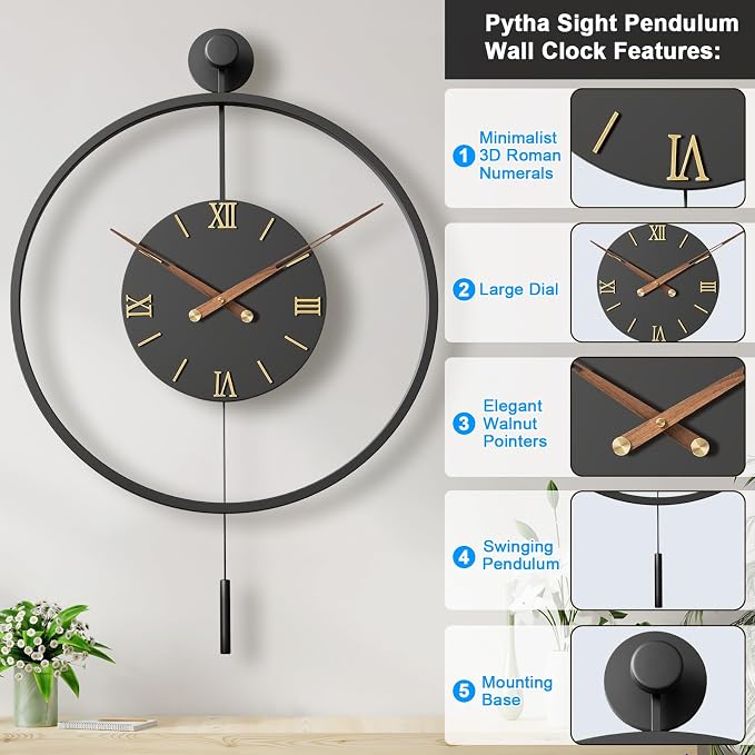 30.7×20 Inch Large Modern Decorative Wall Clocks - Image 2