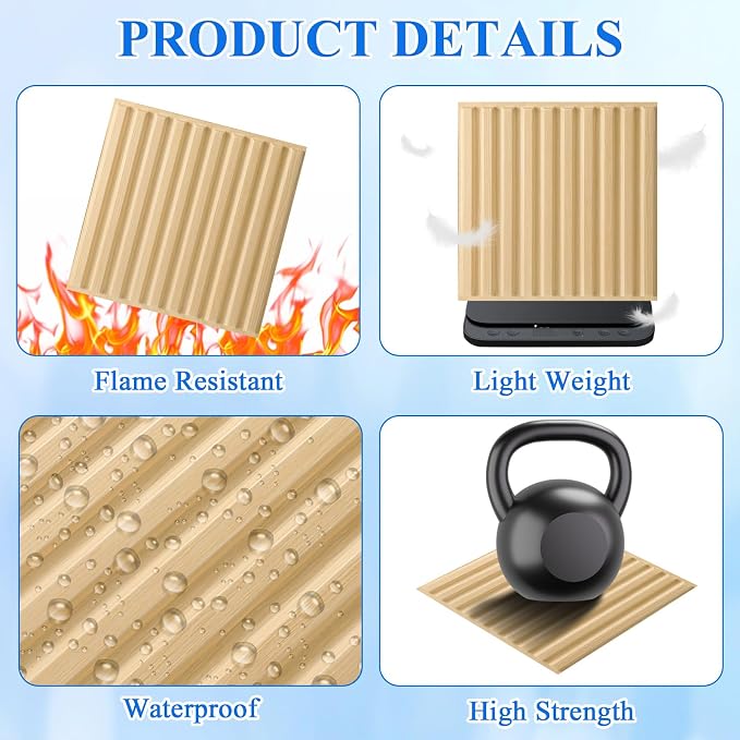 Nuanchu 60 Pcs 3D Slat Wall Panels, Paintable Waterproof Textured Tiles - Image 3
