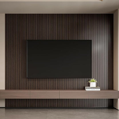 YLL YLL PVC Slat Wall Panel Peel and Stick 236"x 15.7" Faux Smoked Wood Grain - Image 4