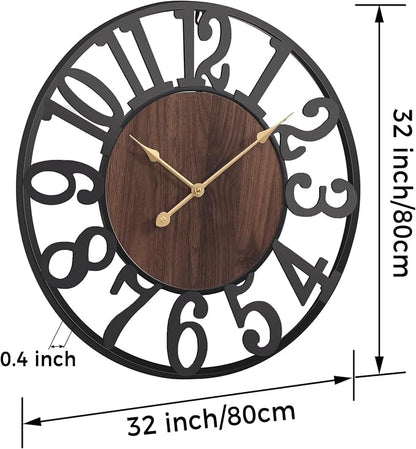 Vantic 32 Inch Large Wall Clock, Arabic Numeral Wood Oversized Wall Clocks - Image 2