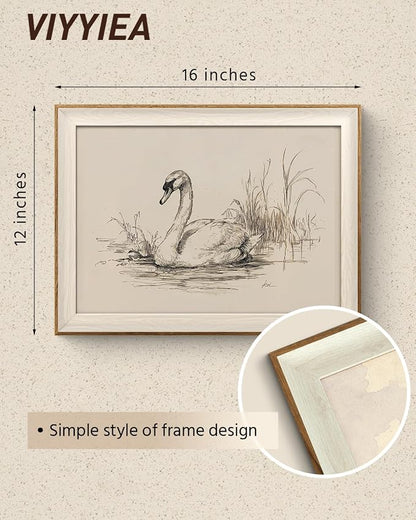 VIYYIEA Framed Wall Art for Living Room, Elegant Swan Pencil Sketch Canvas - Image 5