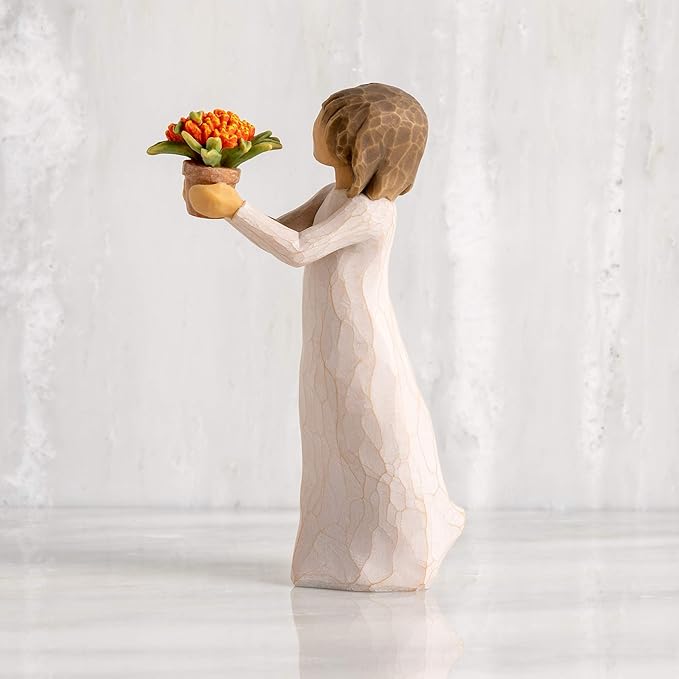 Willow Tree Little Things That Make a Big Difference, Figure Holds Milkweed Plant for Monarch Butterflies, Thank You for Volunteers, Essential Workers, Gardeners, Sculpted Hand-Painted Figure